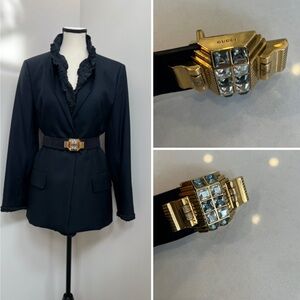 Gucci Swarovski suede black belt